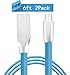  Micro USB Charger, Rywell (2 pack) Ultra Thin 6ft Zinc Alloy Flat Noodles Charging USB Cable for Samsung LG HTC Moto ZTE Nexus Blackberry Sony and all Micro-USB devices(Blue)