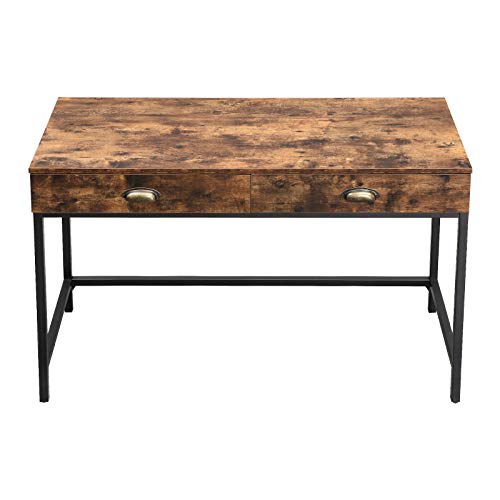 VASAGLE Industrial Computer Writing Desk with Drawers, Space-Saving Study Desk with Storage, for Home Office, Easy Assembly, Rustic Brown ULWD78X