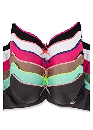 MAMIA Womens Basic Plain Bras (Packs of 6) - Various Styles 36C #037