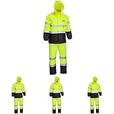 Boss Unisex High Visibility ANSI Class III Rain Suit Jacket and Bib, Water Resistant