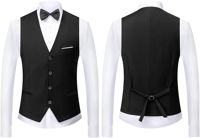 KUDMOL Men's 3-Piece Suit Wedding Slim Fit One Button Business Tuxedo Suits 3 Piece Solid Color for Party Comfort Blazer Jacket and Trousers Vest