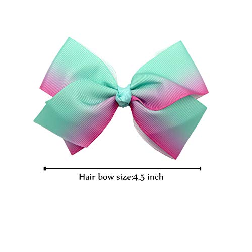 24Pcs Pinwheel Hair Bows for Girls 4.5 Inch Colorful Grosgrain Ribbon Bows with Alligator Hair Clips Pigtail Bows in Pairs for Baby Girls Toddlers Kids Children