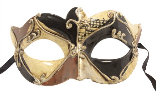 RedSkyTrader - Carnival Masquerade Party Mask with Orange and Black Aged Finish - One Size fits Most - Orange and Black