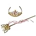 Princess Dress Up Princess Silk Wands Tiaras and Crowns for Little Girls Butterfly Wand Gold Set Pink