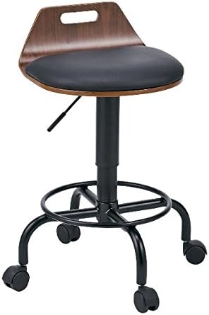 Amazon Co Jp チョット低めの木目がおしゃれな レザー張り キャスター付 カウンターチェア Knc J240 ブラック ホーム キッチン