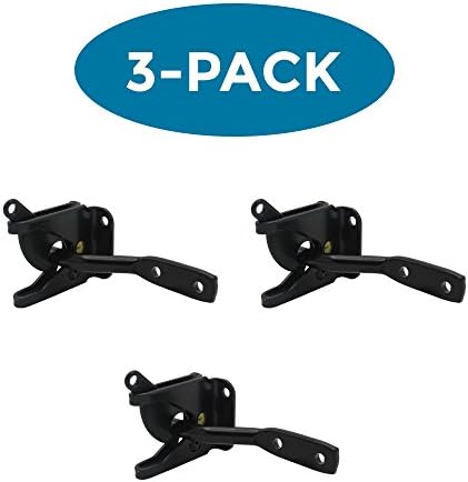 (3 Pack) ELBA Metal Gate Latch, Indoor or Outdoor, Automatic Self Locking, Black Corrosion Resistant Finish