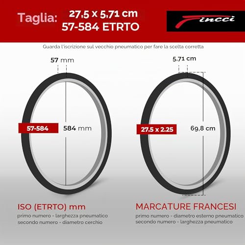 Fincci Bicycle Tyres MTB 27.5 x 2.25 – Pair of Folding Tyres Black 57-584 with Puncture Proof 1 mm – Bicycle Tyres 27.5 Inches for Adult Women and Men – Packaging Accessories for Mountain & E Bike