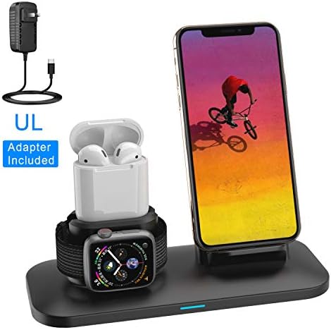 Wireless Charger, 3 in 1 Wireless Charging Stand for Apple Watch and iPhone Airpods, Wireless Charging Station Apple Watch Charger for iPhone X/XS/XR/Xs Max/8/8 Plus Apple Watch 4 3 2 1 Airpods 1 2