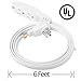ClearMax 3 Prong Extension Cord with Multiple Outlets, Heavy Duty 3 Outlet Extension Cord Power Outlet for Use in Home, Garage or Workshop, 16 AWG Indoor Extension Cord White, 6 Feet