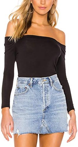 Tsher Women's Off The Shoulder Casual Long Sleeve Sexy Strapless Blouse Shirt Tops 0018