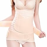 SKST SKSTT 3 in 1 Postpartum Support Recovery Belly Wrap Waist Pelvis Belt Postnatal Shapewear (one size, beige)