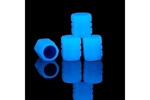 4Pcs Blue Universal Fluorescent Car Tire Valve Caps,Glow in The Dark Tires Pressure Caps Tire Valve Stem Caps for Cars, Motor