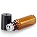 Olilia 5ml Amber Glass Essential Oils Roller Bottles with Stainless Steel Ball 12 Pack, Essential Oils Key included