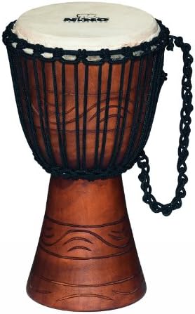 Nino Percussion Water Rhythm Djembe, Large Musical Instrument for Children from 4 years, 8-inch Diameter, Mahogany