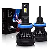SiriusLED S3 8000 Lumen Extremely Bright LED Headlight Fog Lamp Conversion Kit Pure White 6500K Size H11 (H8 H9) Set of 2