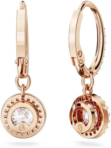 Pendants d'oreilles Constella, Taille ronde, Pavé, Blanches, Placage de ton or rosé