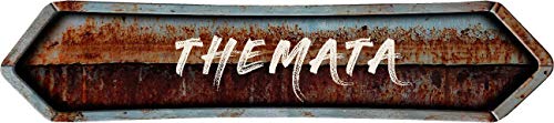 Any and All Graphics THEMATA 4"x18" Painted Lettering Look Rusted Double Point Style Antique Vintage Look Composite Aluminum Novelty décor Sign.