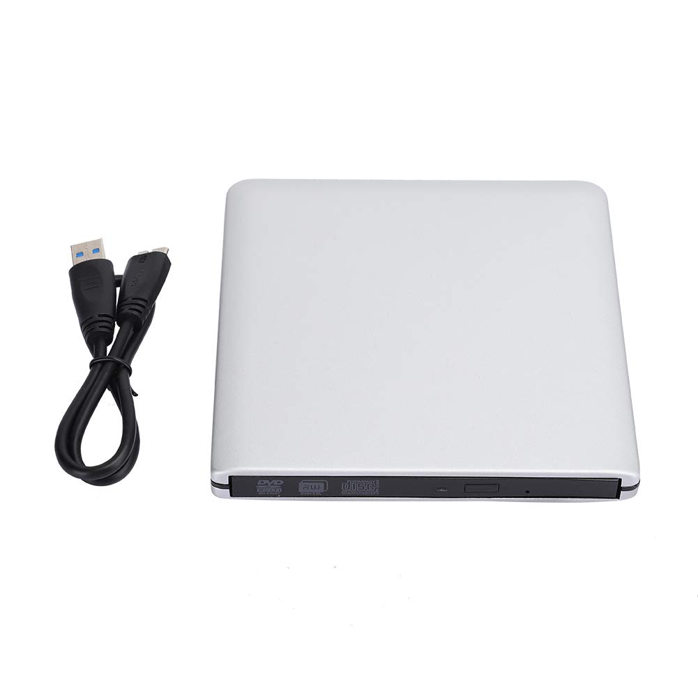Bewinner External USB 3.0 Drive, External High Speed DVD/CD-RW Drives, External USB 3.0 Aluminum CD/DVD Burner, External Optical Disk Drive for ME/2000/XP/WIN7/WIN8/WIN10/OS(Silver)