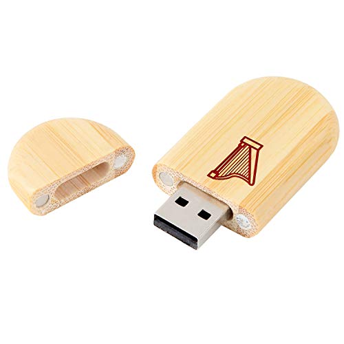 Harp 8Gb Bamboo USB Flash Drive with Rounded Corners - Wood Flash Drive with Laser Engraving - 8Gb USB Gift for All Occasions