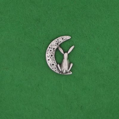 Moon Gazing Hare UK Made Pewter Pin Badge