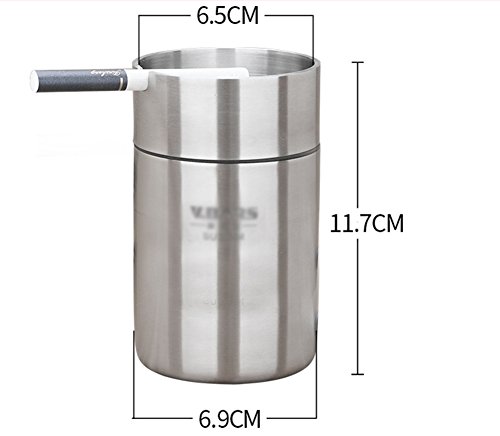 Xï¼†M Ash holder for smokers,Tabletop ashtray with lid,Newness stainless steel modern ashtray,Cigarette ashtray for indoor or outdoor use-C