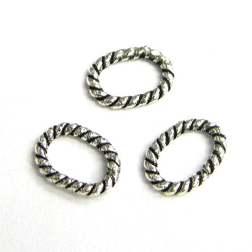 20 pcs .925 Sterling Silver 6mm X 4mm Closed / Soldered Oval Twist Jump Rings / 19 Gauge / 0.9mm Wire / Connector / Findings / Antique Silver