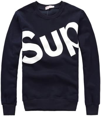 Korean Kpop EXO Kris SUP Fashion Crewneck Hip Hop Long Sleeve Sweatshirt Pullover Sweater Navy
