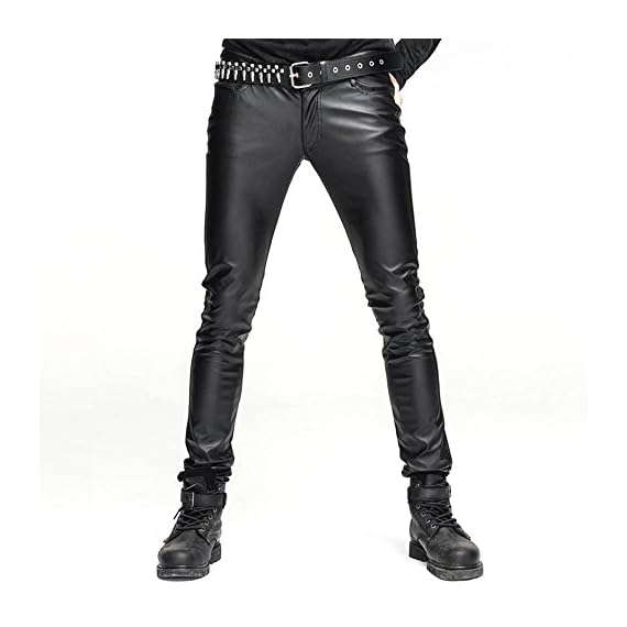 Devil-Fashion-Mens-Stretch-Tight-Leather-Pants-Gothic-Black-Slim-Trousers-Chaparajos-XL