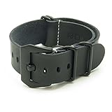StrapsCo Leather Nato Strap Watch Band with Matt Black Pre-V Buckle