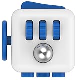 T-Tek Product Fidget Cube Relieves Stress and Anxiety for Children and Adults Anxiety Attention Toy, White Blue