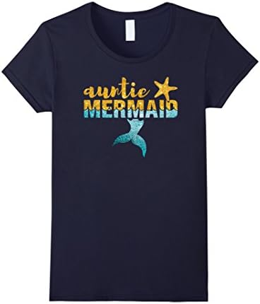 Womens Auntie Mermaid Tshirt Glitter Effect Small Navy
