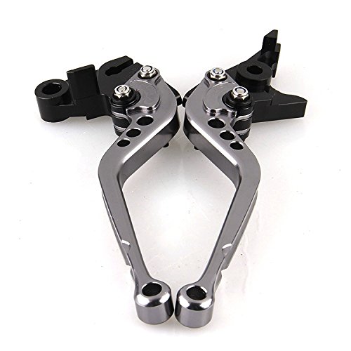 Isell Racing Motorcycle Parts Motorbike Aluminum CNC Long Style Clutch & Brake Levers Set Gray for Buell 1125R/CR 2008-2009 (C-777/F-14)