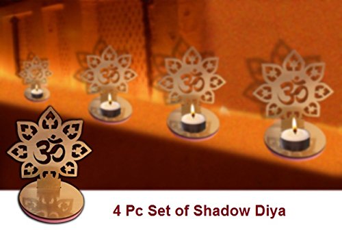 4 Pc Set Om Shape Diwali Shadow Diya. Deepawali Traditional Decorative Diya in Om Shape for Home/Office..Religious Tea Light Candle Holder Stand. Diwali Decoration Diwali Gift
