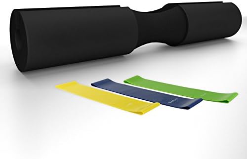 Wellivia Squat Pad with Resistance Band Bonus Kit | Barbell Pad for Hip Thrusts, Squats and Lunges | Foam Pad