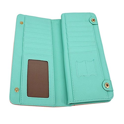 Fashion Wallets for Women, Bifold RFID Blocking Wallet Ladies Clutch Purse Women's Zipper Wallet For Phone Card Checkbook Holder & Organizer Long Large Capacity Purse Handbag Pink Green