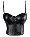 Charmian Women's Spaghetti Straps PU Leather Bustier Crop Top Black Medium