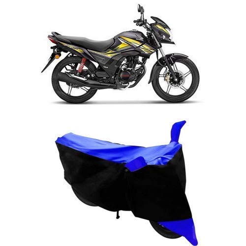 ARYAN Enterprises Single Stripe Bike Body Cover for Honda CB Shine SP – Black/Blue