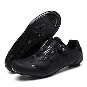 Fietsschoenen Govoland Heren En Dames Racefiets Fietsschoenen Veters Fietsschoenen Indoor/Outdoor Met Slot(44, Black)