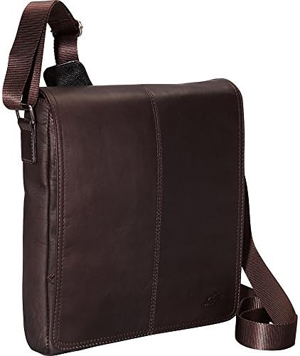 Mancini Leather Goods Messenger Style Unisex Bag for Tablet/ E-reader Brown