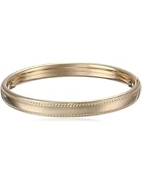 14k Gold-Filled Polished Beaded Edge Hinged Bangle Bracelet