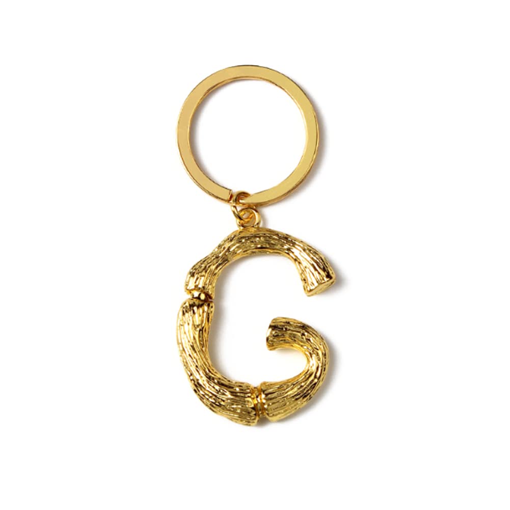 ARFUKA Keyring Alphabet Keychain Stainless Steel Letter G Initial Key Ring Birthday Key Chain for Men and Women Gold