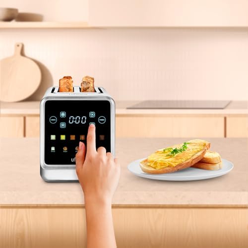 One Touch Duo Plus, Tostador Digital 1400W, 2 Ranuras, Pantalla LED, 6 Niveles, Funciones Pan, Bagel, Muffin, Gofre, Recalentar, Descongelar, Memoria, Bandeja Recogemigas