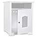 Arf Pets Designer Enclosed Cat Litter Box Furniture House with Table, Cat Washroom Hidden House Enclosure, White