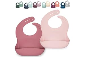 AVA + OLIVER Silicone Bib Set - Adjustable Waterproof Bibs - Set of 2