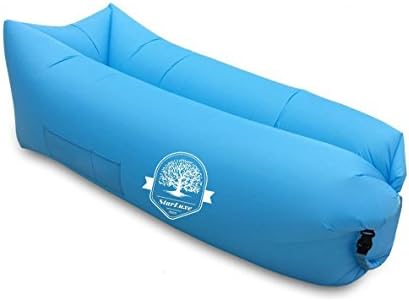 StarLuxe Lifestyle Inflatable Lounger, Air Lounger Chair Features Headrest, 2 Pockets &amp; Bottle Pocket, Nylon Ripstop Exterior &amp; Travel Bag Use On Beach, Festival, Sport Events (Aqua)