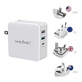Fast Charging USB C Wall Charger 3-Port 65W PD Wall Adapter with Foldable Plug for MacBook, iPhone Xs/XS Max/XR, Samsung Galaxy S8 / S8+ / Note8 and More (White)