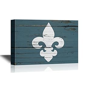 Fleur De Lis on Dark Blue Wood Style Background