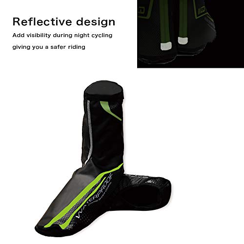 Cycling Shoe Covers Road Bike Shoes Toe Cover Zippered MTB Winter Cycling Shoes Covers for Outdoor Sports (Green, L)
