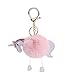 Cute Fluffy Unicorn Keychain, Pom Pom Style Plush Ball Pendant Keyfob Key Ring