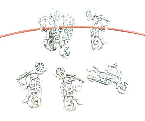 Housweety 30Pcs Silver Tone Motorcycle Charms Pendants 24x14mm